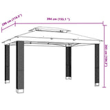 Gazebo with Double Roof Anthracite 3.94x2.96 m Steel 368447