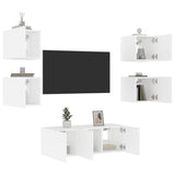 6 Piece TV Wall Units with LED White Engineered Wood 3216811
