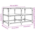 ZNTS Coffee Table with Transparent Glass Top 78.5x40x45 cm Steel 846010