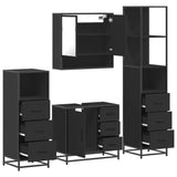 ZNTS 4 Piece Bathroom Furniture Set Black Engineered Wood 3301285