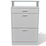 Shoe Cabinet with a Drawer and a Top Glass Shelf Wood White 241244