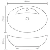 Luxury Ceramic Basin Oval with Overflow and Faucet Hole 140678