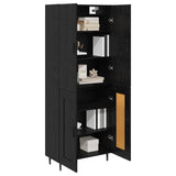 Highboard 2 pcs Black oak Engineered Wood and Glass 3416143
