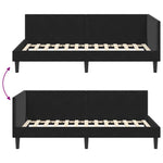Corner Bed Frame Black 90 x 200 cm Velvet and Engineered wood 42016231