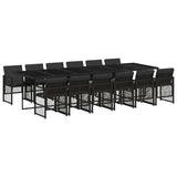 13 Piece Garden Dining Set with Cushions Black Poly Rattan 3210763