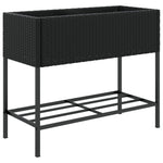 ZNTS Garden Planters with Shelf 2 pcs Black 90x40x75 cm Poly Rattan 3210507