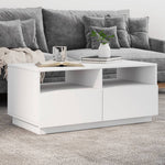 ZNTS Coffee Table with LED Lights White 90x49x40 cm 839833