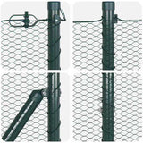 Fence with Posts Green 1.6 x 50 m PVC-coated steel 3352724