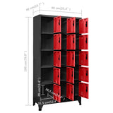 ZNTS Locker Cabinet Anthracite and Red 90x40x180 cm Steel 339825