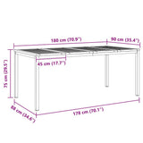 Dining Table 180x90x75 cm Solid Acacia Wood and Stainless Steel 42006189