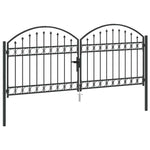 Fence gate with Lock Grey 300 x 125 cm Steel 42008934
