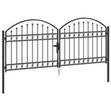 Fence gate with Lock Grey 300 x 125 cm Steel 42008934