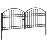Fence Gate ASSEN 301 x 175.5 cm Steel Grey Lockable 42008934