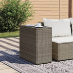 ZNTS Garden Side Table with Glass Top Grey 58x27.5x55 cm Poly Rattan 366133