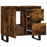 Bathroom Cabinet Smoked Oak 65x33x60 cm Engineered Wood 831617