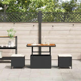 Garden Dining Set Black Poly Rattan 42007917