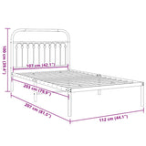 Metal Bed Frame without Mattress with Headboard Black 107x203cm 376596