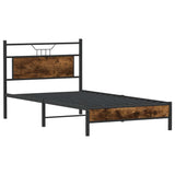 Bed Frame without Mattress Smoked Oak 100x190 cm Engineered Wood 4106884