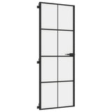 Interior Door Slim Black 76x201.5 cm Tempered Glass&Aluminium 155125