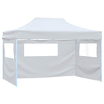 Professional Folding Party Tent with 4 Sidewalls 280x410x315 cm Steel White 48900