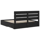 Bed Frame with Drawer Black Oak 180 x 200 cm Engineered Wood 3411944