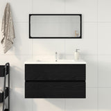 Bathroom Sink Cabinet with Drawer Black Oak 80 x 38.5 x 45 cm 862543