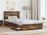 Bed Frame with Drawer Smoked Oak 90 x 200 cm Engineer Wood 3411861