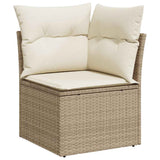 10 Piece Garden Sofa Set with Cushions Beige Poly Rattan Acacia 3327530