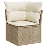 10 Piece Garden Sofa Set with Cushions Beige Poly Rattan Acacia 3327530