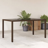 Garden Table with Glass Top Brown 150x90x75 cm Poly Rattan 365590