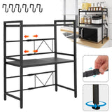 ZNTS 3 Tier Expandable Microwave oven Rack Stand Storage Holder Kitchen Corner Shelf 18901399