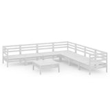 8 Piece Garden Lounge Set Solid Wood Pine White 3083100