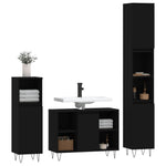 ZNTS 3 Piece Bathroom Furniture Set Black Engineered Wood 3190300