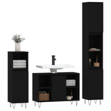 ZNTS 3 Piece Bathroom Furniture Set Black Engineered Wood 3190300
