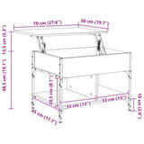Coffee Table Brown Oak 70x50x50 cm Engineered Wood and Metal 845365