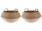 Plant Pot with Handles 2 pcs White 45 x 36 cm 100% Seagrass 42012271