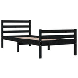 Bed Frame without Mattress Black Solid Wood 100x200 cm 814813
