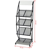 Magazine Rack 47x40x134 cm Black and White A4 30099