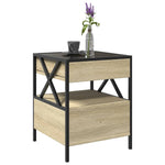 ZNTS Coffee Table with Infinity LED Sonoma Oak 40x40x51 cm 847718