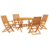 Garden Dining Set Folding 5 pcs Brown Solid Acacia Wood 3375707