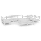 13 Piece Garden Lounge Set White Solid Wood Pine 3083460