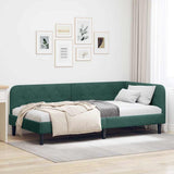 Corner Bed Frame with Headboard Dark Green 90 x 200 cm Velvet 42016608