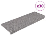 ZNTS Stair Mats Self-adhesive Sisal-Look 30 pcs 65x21x4 cm Silver 3365883