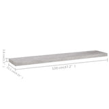 Floating Wall Shelves 4 pcs Concrete Grey 120x23.5x3.8 cm MDF 326608