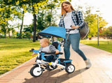 6 in 1 Kids Trike Push Bike w/ Push Handle, Canopy, 5-point Safety Belt, Storage, Footrest, Brake, T3398P348140