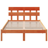 Bed Frame with Headboard Brown 120 x 200 cm Solid Pine wood 872166