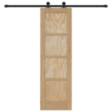 Sliding Door Natural and Black 61 x 198.5 cm Solid Pine Wood 3445458