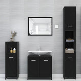 ZNTS 3 Piece Bathroom Furniture Set Black Engineered Wood 3056917