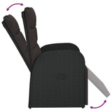 Reclining Garden Chair with Cushions Black Poly Rattan 319546