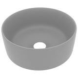 Luxury Wash Basin Round Matt Light Grey 40x15 cm Ceramic 147015